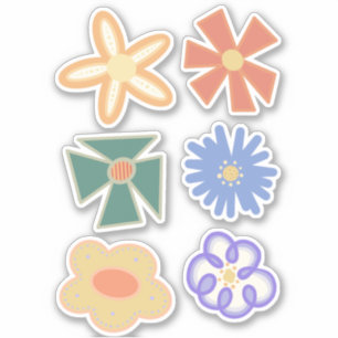 multiple rainbow boho flower floral six pack