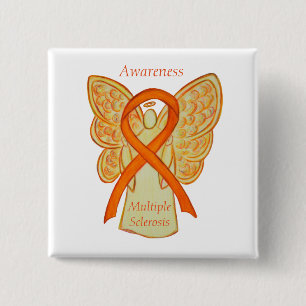 Multiple Sclerosis Angel Awareness Ribbon Pins