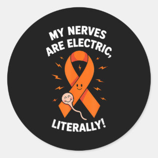 Multiple Sclerosis Awareness 2025 -orange Ribbon_  Classic Round Sticker
