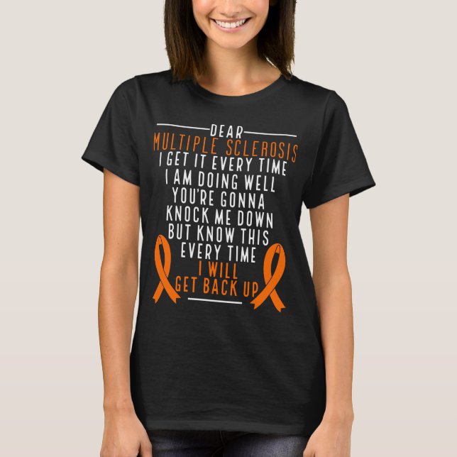 Multiple Sclerosis Awareness back Orange Ribbon T-Shirt (Front)
