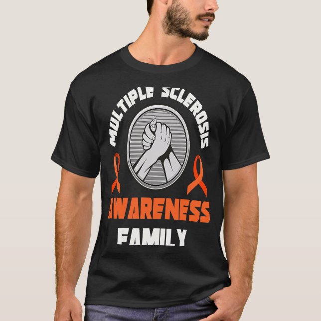 Multiple Sclerosis Awareness Family MS Warrior Tea T-Shirt (Front)