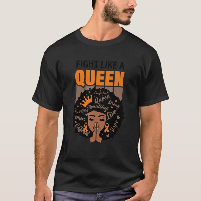 Multiple Sclerosis Awareness  Fight Like A Queen T-Shirt (Front)