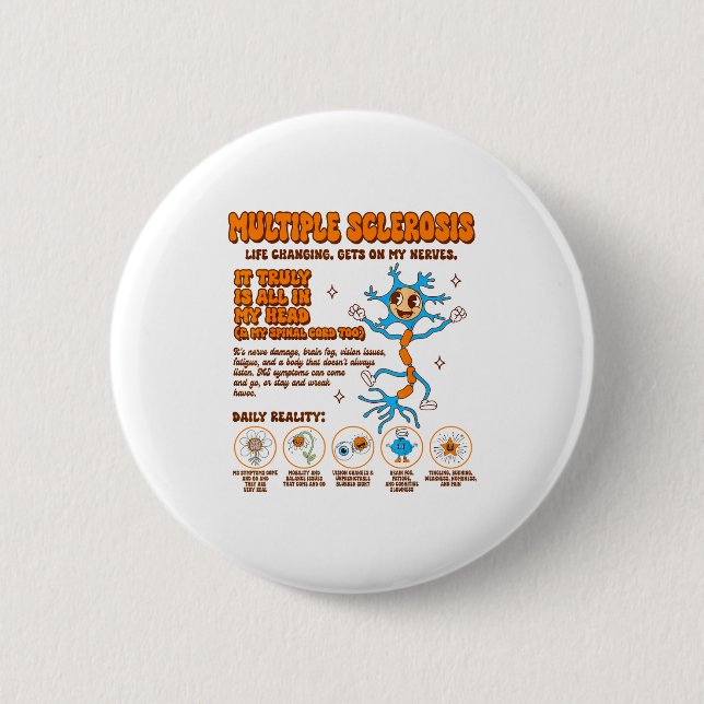 Multiple Sclerosis Awareness Gets On My Nerves Ms  6 Cm Round Badge (Front)