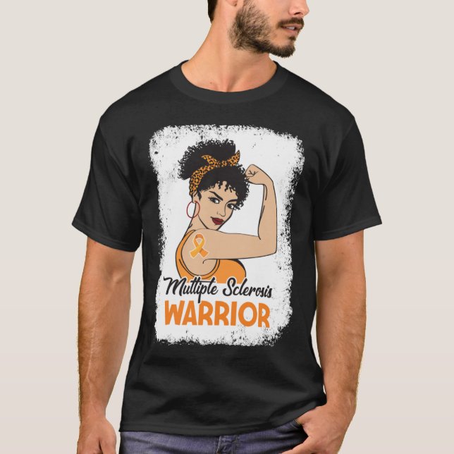 Multiple Sclerosis Awareness MS Warrior Orange Rib T-Shirt (Front)
