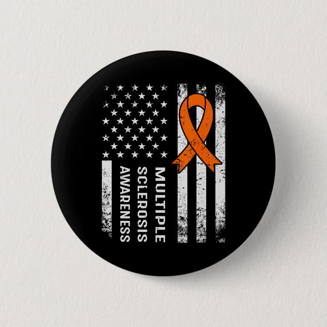 Multiple Sclerosis Awareness Orange Ribbon 2  6 Cm Round Badge (Front)