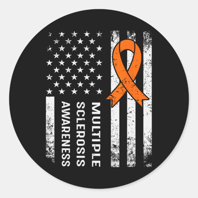 Multiple Sclerosis Awareness Orange Ribbon 2  Classic Round Sticker (Front)