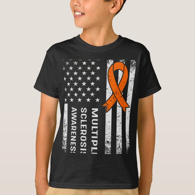 Multiple Sclerosis Awareness Orange Ribbon 2  T-Shirt (Front)