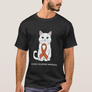 Multiple Sclerosis Awareness Orange Ribbon Cat Sup T-Shirt