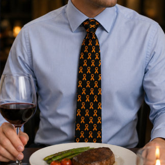 Multiple Sclerosis Awareness Orange Ribbon Necktie