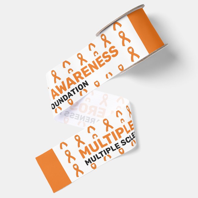 Multiple Sclerosis Awareness Patten Ribbon Grosgrain Ribbon (Front+Back)