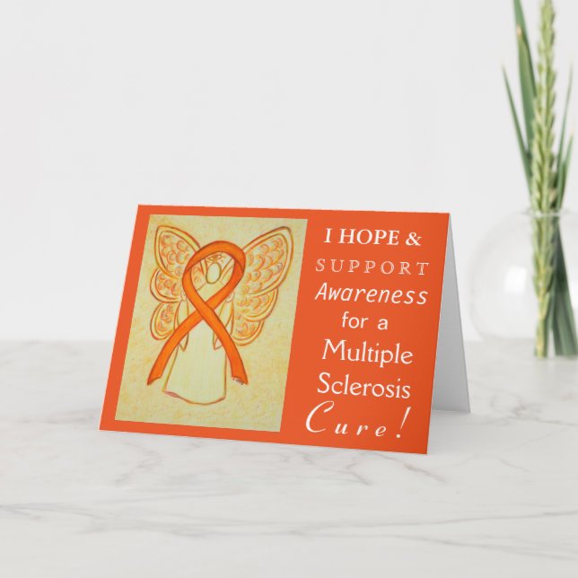 Multiple Sclerosis Awareness Ribbon Angel MS Card (Front)