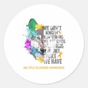 Multiple Sclerosis Awareness Ribbon Support Gifts Classic Round Sticker