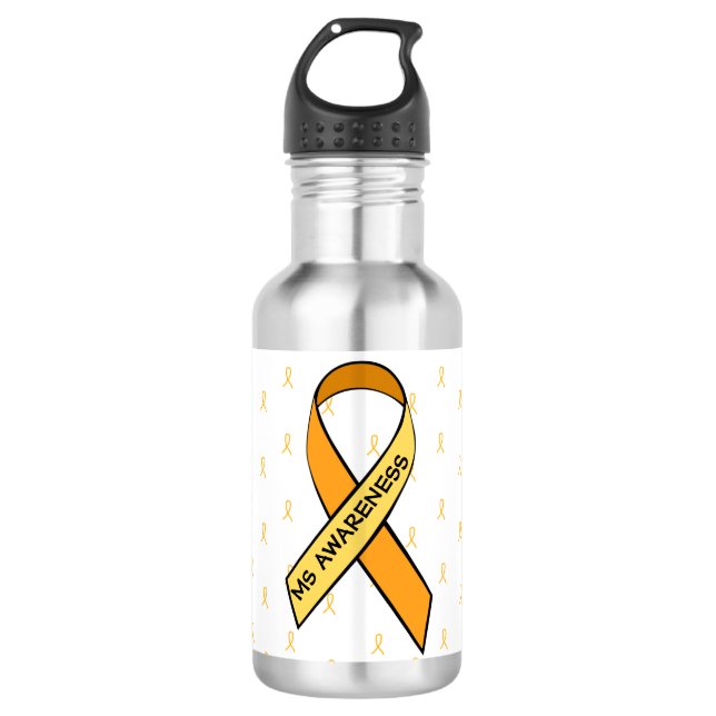 Multiple Sclerosis Awareness Ribbons Water Bottle (Front)