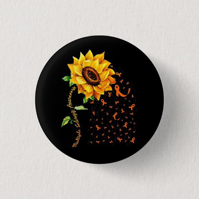Multiple Sclerosis Awareness Sunflower MS Awarenes 3 Cm Round Badge (Front)
