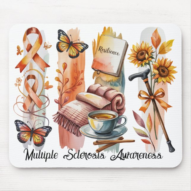 MULTIPLE SCLEROSIS AWARENESS SUPPORT BRUSH STROKES MOUSE MAT (Front)