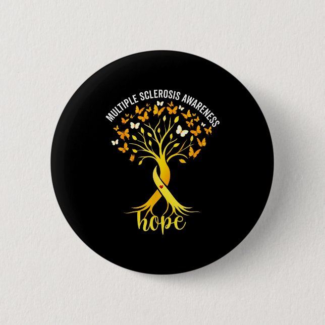 Multiple sclerosis awareness tree hope ms survivor 6 cm round badge (Front)