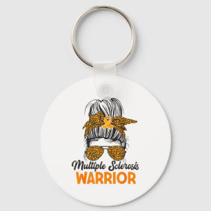 Multiple Sclerosis Awareness Warrior Messy Bun Ora Key Ring
