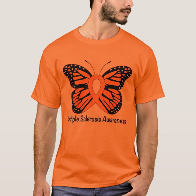 Multiple Sclerosis Butterfly Awareness Ribbon T-Shirt (Front)
