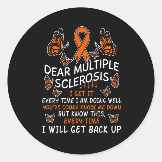 Multiple Sclerosis Butterfly Ribbon World Ms Day Classic Round Sticker (Front)