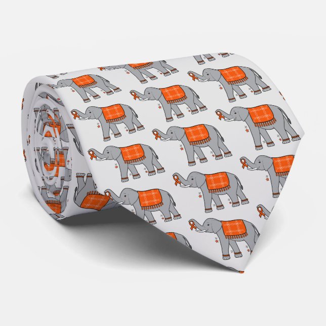 Multiple Sclerosis Elephant of Awareness and Hope Tie (Rolled)