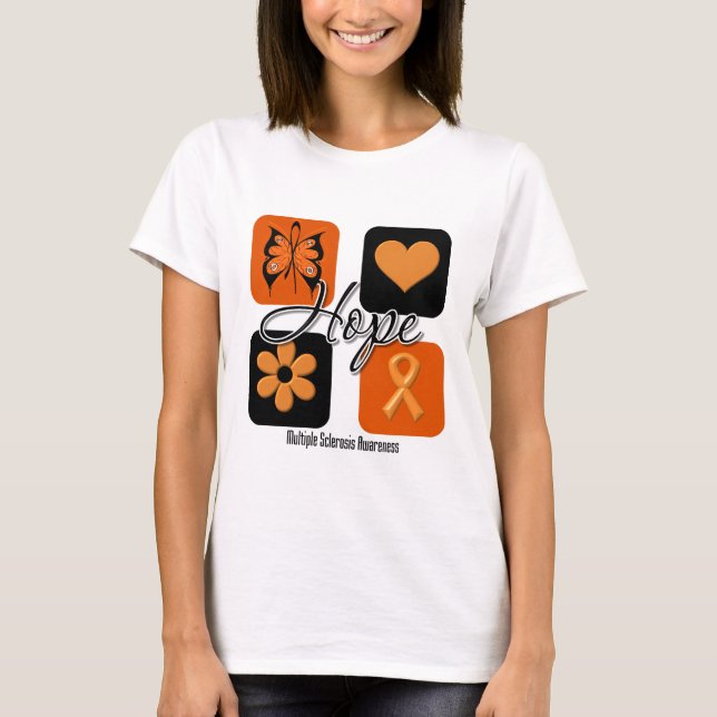 Multiple Sclerosis Hope Love Inspire Awareness T-Shirt (Front)