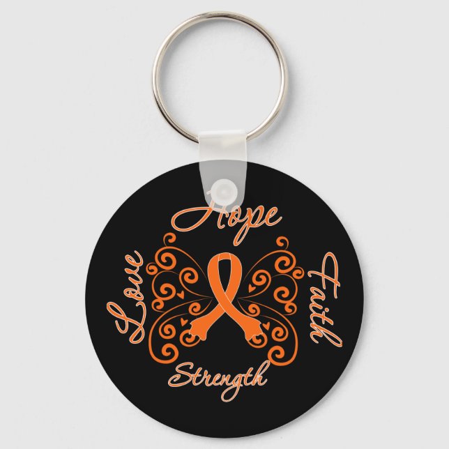 Multiple Sclerosis Hope Motto Butterfly Key Ring (Front)
