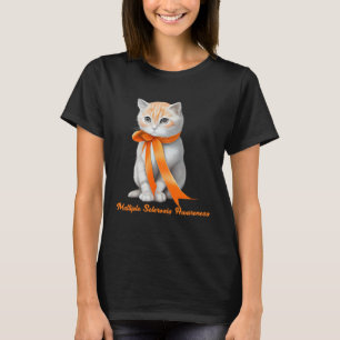 Multiple Sclerosis MS Awareness Cute Cat Wear Oran T-Shirt