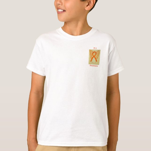 Multiple Sclerosis (MS) Awareness Ribbon Angel Tee (Front)