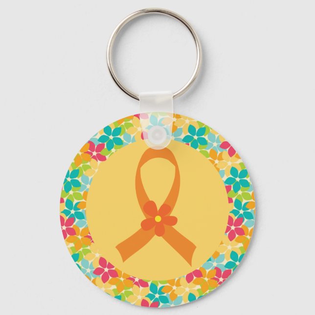 Multiple Sclerosis MS Awareness Ribbon Gift Key Ring (Front)