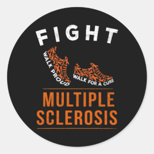Multiple Sclerosis Ms Awareness Warrior Ribbon 1 Classic Round Sticker