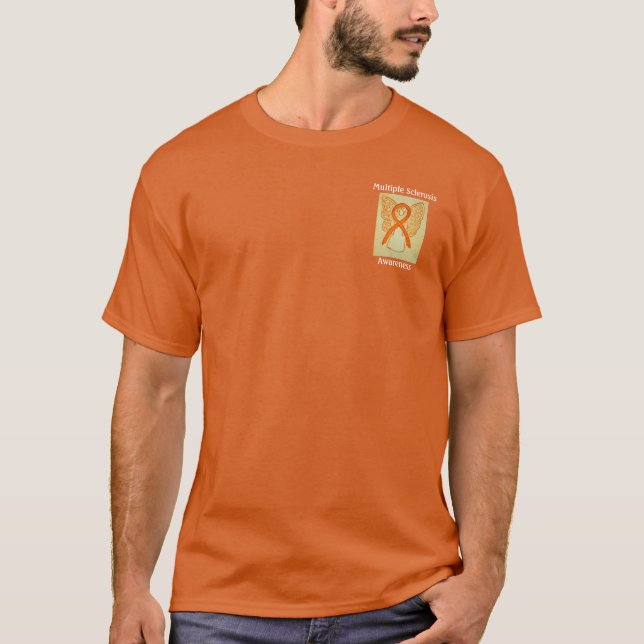 Multiple Sclerosis (MS) Custom Orange Ribbon Shirt (Front)