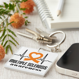 Multiple Sclerosis MS Heartbeat awareness T-Shirt Key Ring