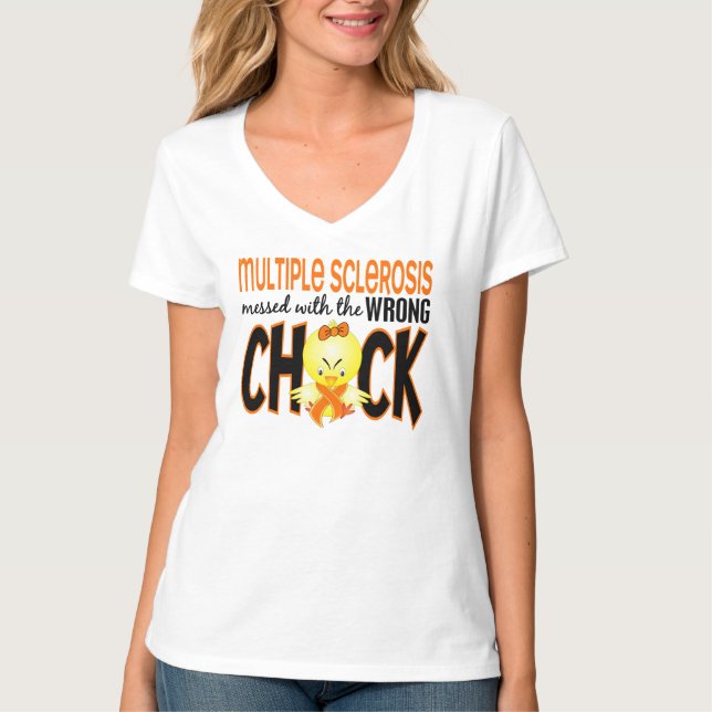 Multiple Sclerosis MS Messed With The Wrong Chick T-Shirt (Front)