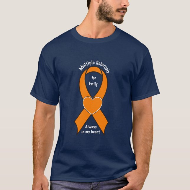 Multiple Sclerosis, MS, Name Customisable Ribbon T-Shirt (Front)