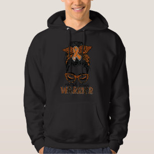 Multiple Sclerosis Ms Warrior Messy Bun Leopard Hoodie