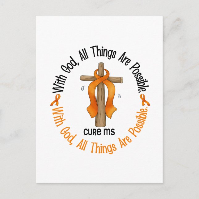 Multiple Sclerosis MS WITH GOD CROSS 1 Postcard (Front)