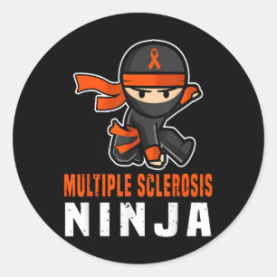 Multiple Sclerosis Ninja Awareness Funny Orange Ri Classic Round Sticker