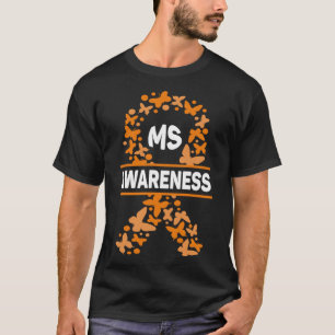 Multiple Sclerosis Orange Ribbon Men Women MS Awar T-Shirt