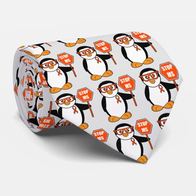 Multiple Sclerosis: Penguin with a Stop Sign Tie (Rolled)