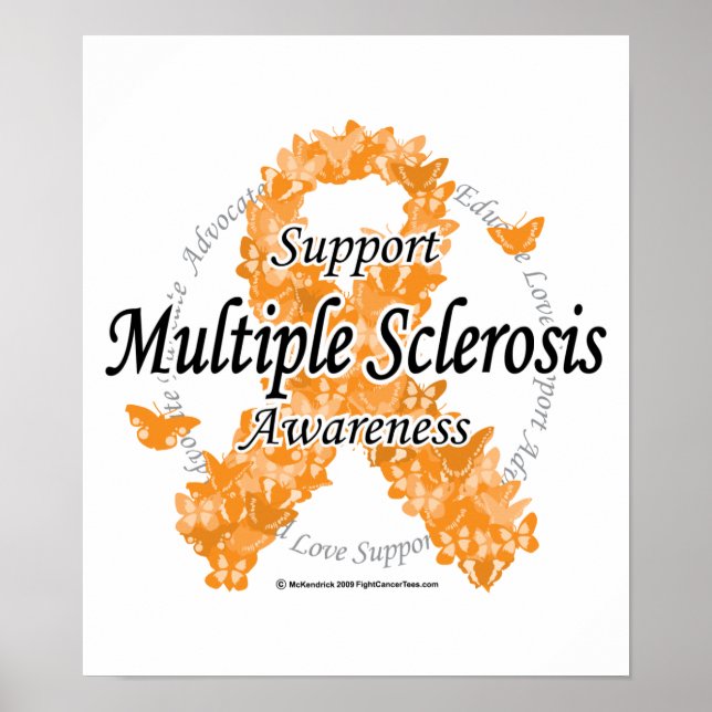 Multiple Sclerosis Ribbon of Butterflies Poster (Front)