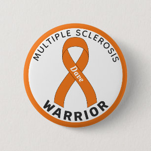 Multiple Sclerosis Ribbon White Button