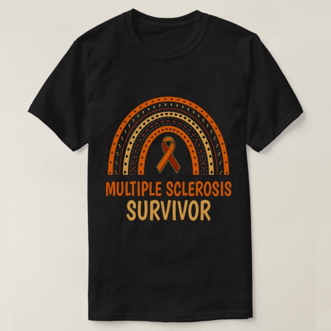 Multiple Sclerosis Survivor RAINBOW T-Shirt (Design Front)