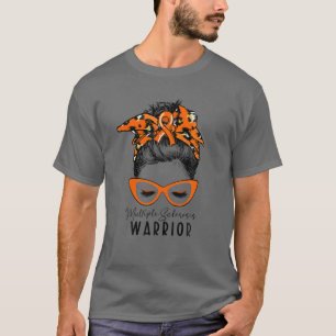 Multiple Sclerosis Warrior Leopard Messy Bun MS Wa T-Shirt