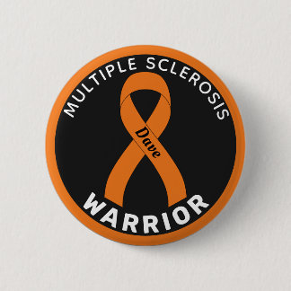 Multiple Sclerosis Warrior Ribbon Black Button