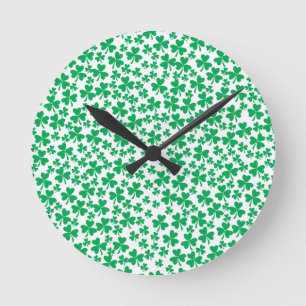 Multiple Shamrocks Round Clock