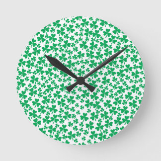 Multiple Shamrocks Round Clock