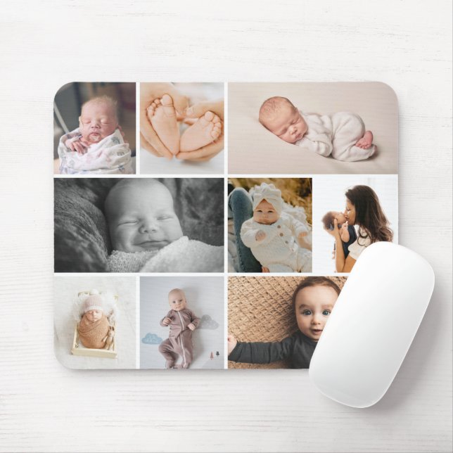 Multiple snapshots baby photos collage mouse mat (With Mouse)