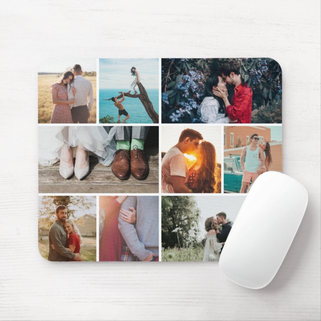 Multiple snapshots engage couple photos collage mouse mat (With Mouse)
