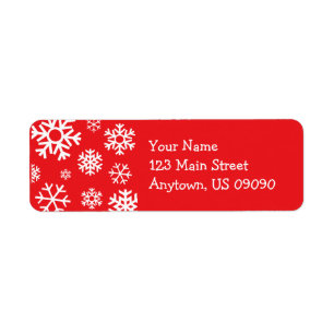 Multiple Snowflakes Address Label (Red)