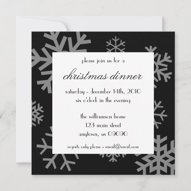 Multiple Snowflakes Christmas Invitations (Black) (Front)
